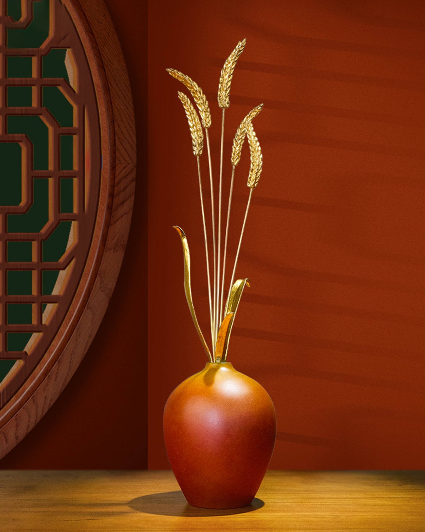 Colored brass statues vase "Peace Every Year Vase" Home Decor, Desktop Decor, High and gift