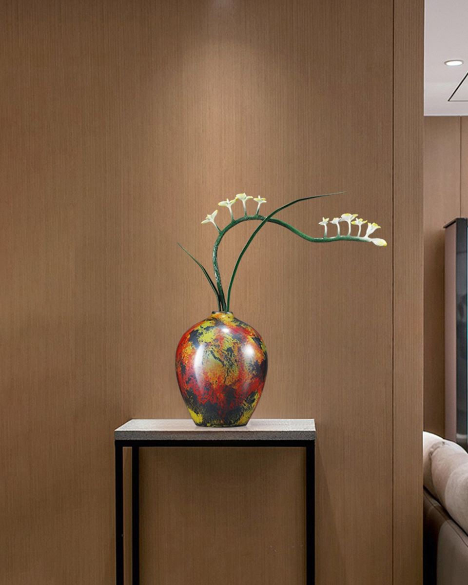 Colored brass statues vase "An elegant orchid Vase" Home Decor, Desktop Decor, High and gift