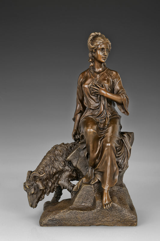 French Classical Sculpture - Shepherdess, Vintage Bronze Sculptures, Bronze Sculpture Art Deco, Home Decor Statue