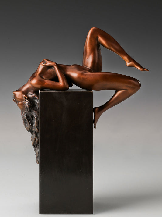 Italian Classical Sculpture - Reclining Nude Woman, Vintage Bronze Sculptures, Bronze Sculpture Art Deco, Home Decor Statue