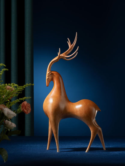 Colored brass statues sculpture "Singing Deer" Desktop Decor, Home Decor, Art Collectible
