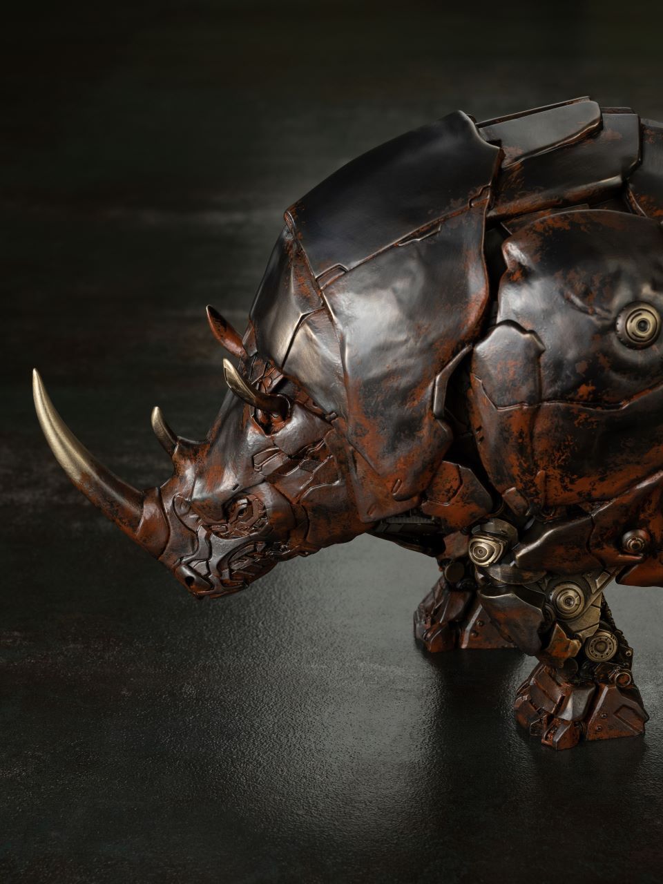 Hasbro Licensed & Limited-Edition Bronze Statue - Transformers Rhinox Warrior, Art Deco Bronze Sculpture, Home Decor Sculpture