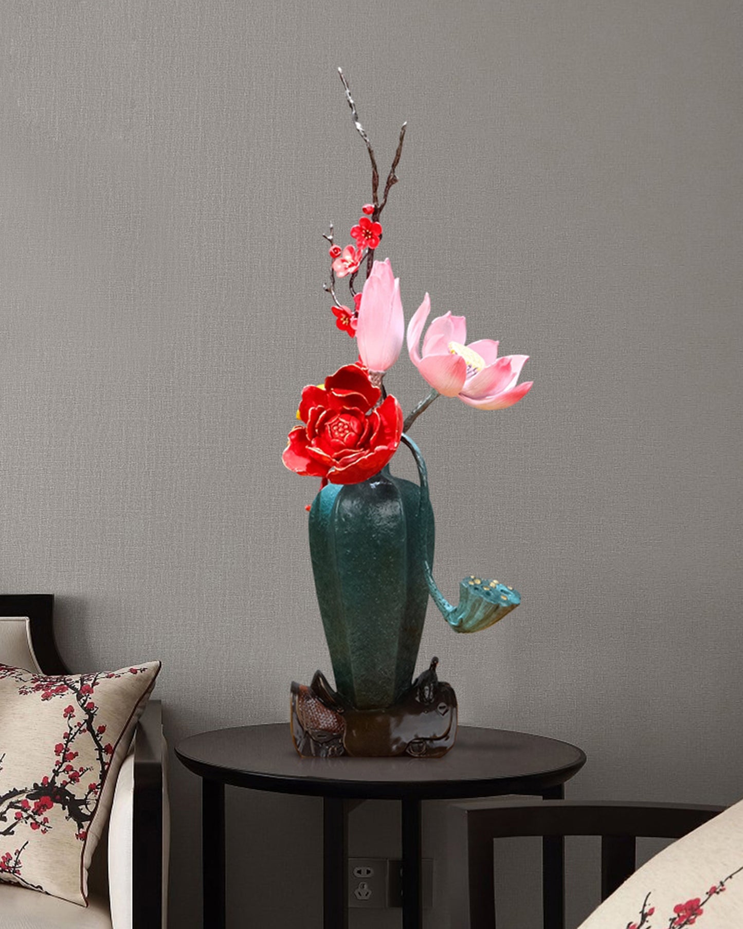 Colored brass statues vase "Four Seasons Peace Vase" Home Decor, Desktop Decor, High and gift