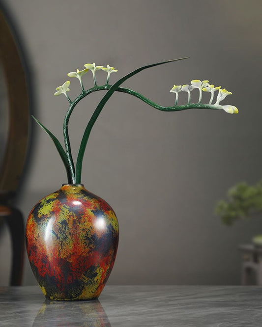 Colored brass statues vase "An elegant  orchid Vase" Home Decor, Desktop Decor, High and gift