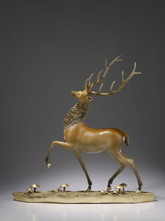 Colored brass statues sculpture "Happy Deer" Desktop Decor, Home Decor, Art Collectible