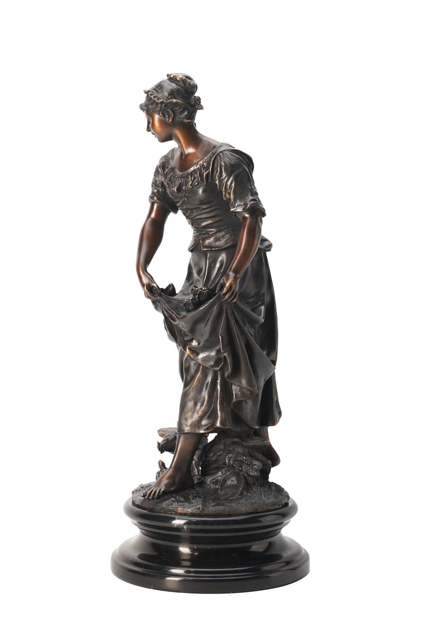French Classical Sculpture - Woman with Chicks, Vintage Bronze Sculptures, Bronze Sculpture Art Deco, Home Decor Statue