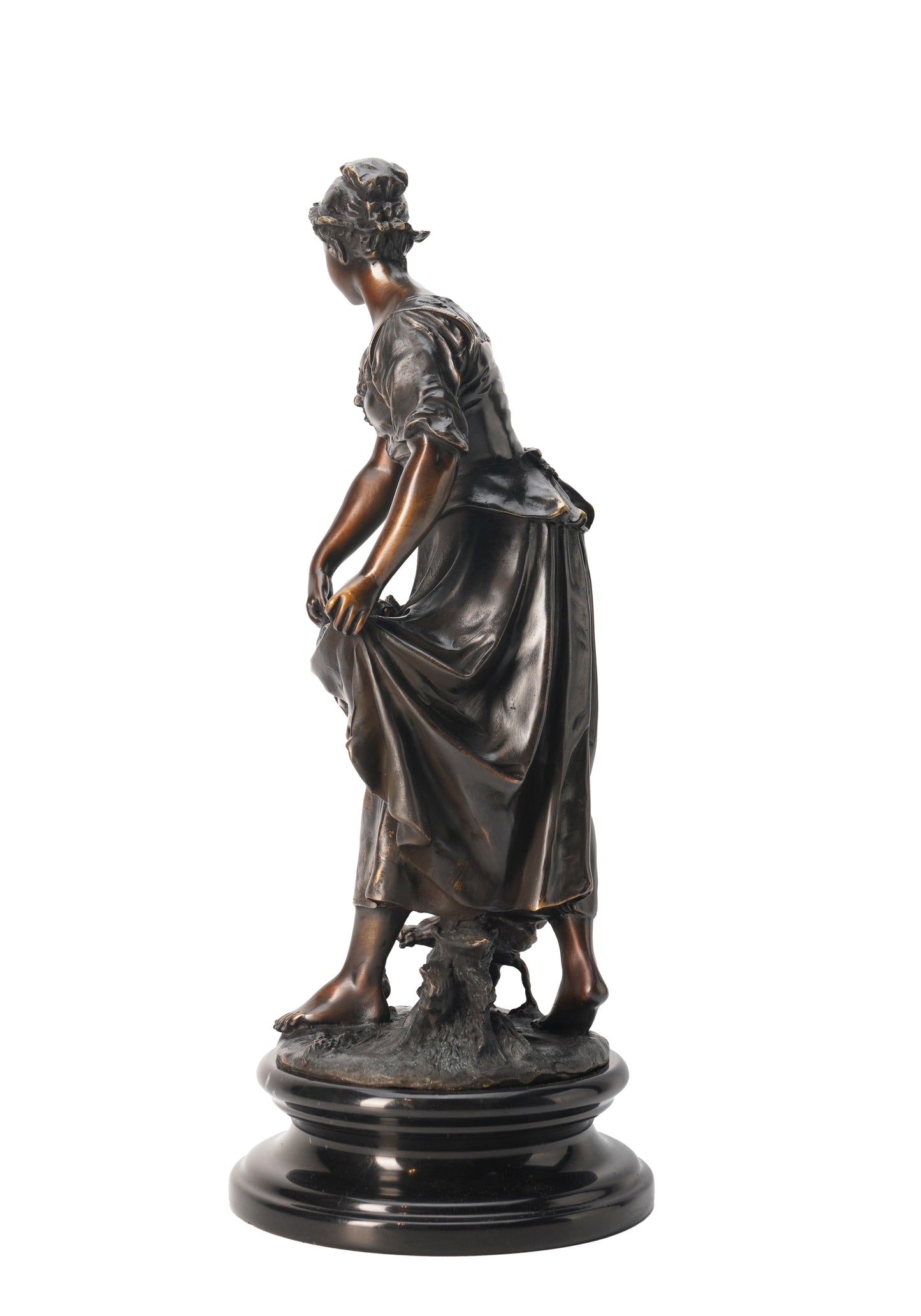 French Classical Sculpture - Woman with Chicks, Vintage Bronze Sculptures, Bronze Sculpture Art Deco, Home Decor Statue