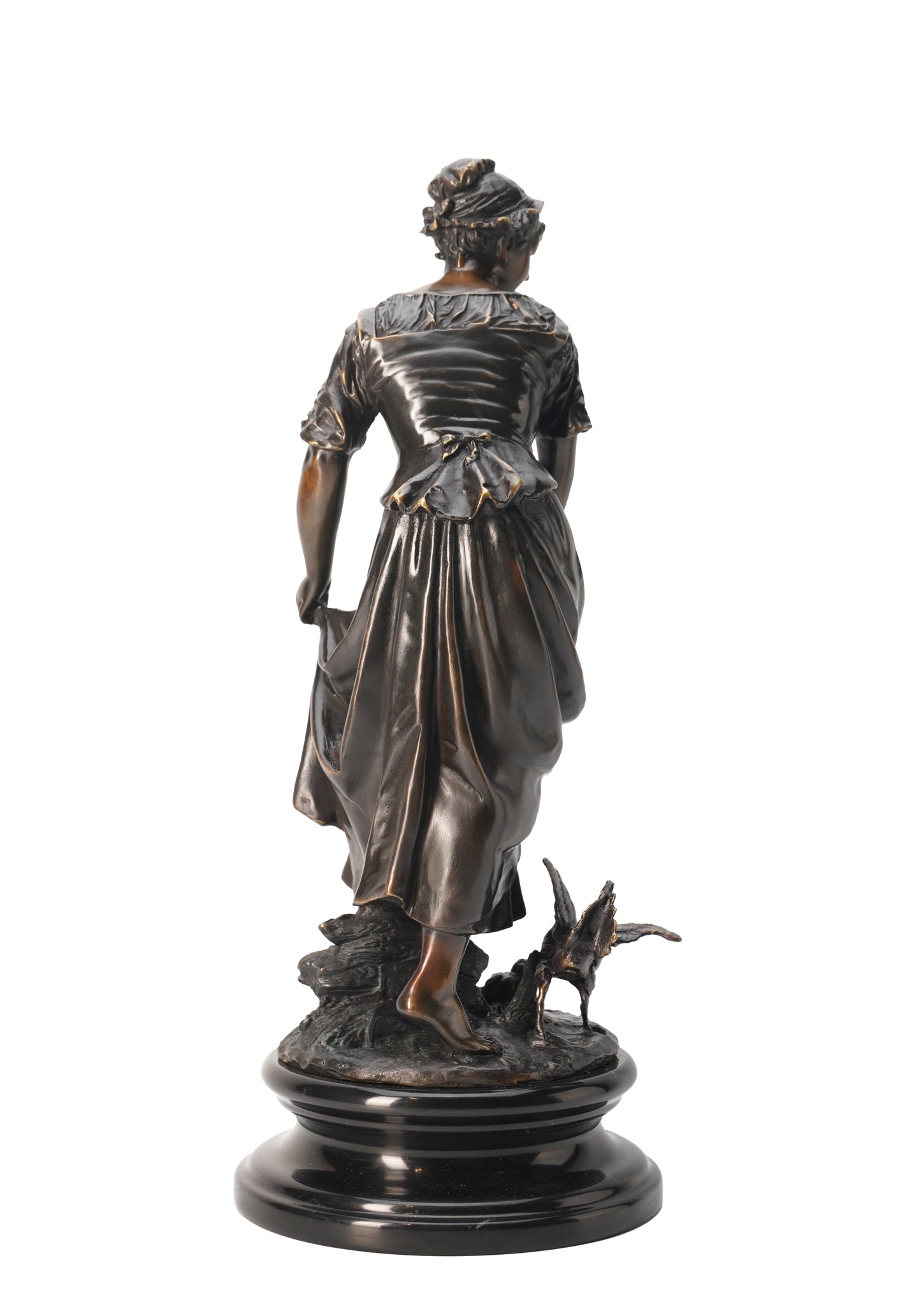 French Classical Sculpture - Woman with Chicks, Vintage Bronze Sculptures, Bronze Sculpture Art Deco, Home Decor Statue