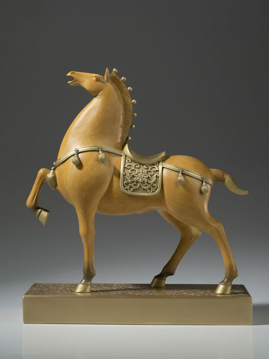 Colored brass statues sculpture "Horse Bringing Good Luck" Desktop Decor, Home Decor, Art Collectible